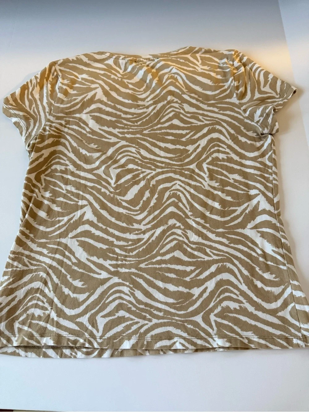 Michael Kors Tan Zebra Print Logo T-Shirt Women’s Large